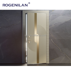 Puertas de Entrada Modernas Rogenilan con Diseño Geométrico Triangular 3D, Puertas Exteriores de Seguridad de Aluminio Fundido para Hogares - Product Image 3