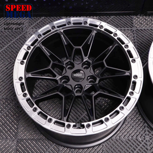 Jantes en alliage léger Speed Mega Matte Black Mesh avec anneau Beadlock argenté poli, 6 trous, pour camion tout-terrain, SUV, 4x4 - Product Image 6