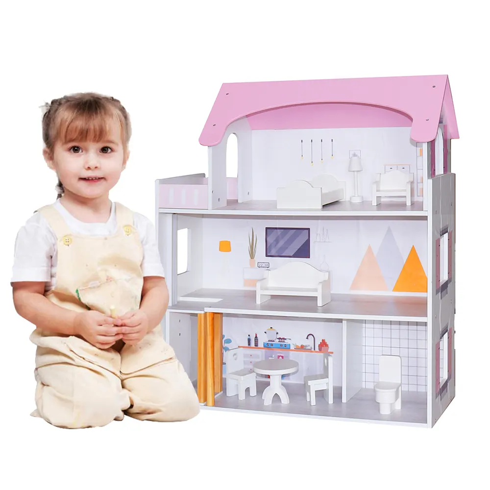 Hot Sale Children DIY Villa Miniature Kids Pretend Play House Toy Doll Houses Accessories Dream House Fashion For Girls