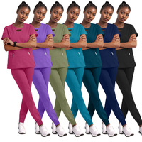 Dames scrubset met korte mouwen, geperforeerd polyester dobby-weefsel, voor dokters, ziekenhuizen & beautysalons, tweedelig uniform