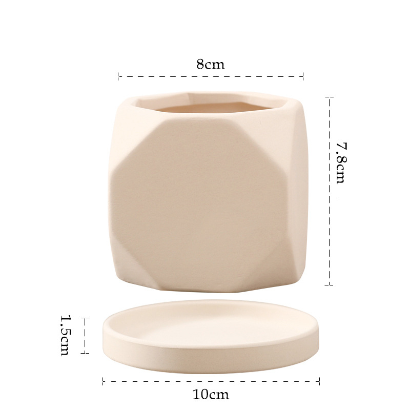 Ivoire - Losange uni à huit côtés, 8 cm