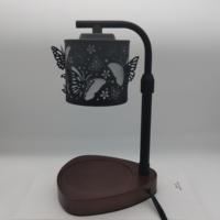 Lampe chauffe-bougie électrique sans flamme à hauteur réglable, avec base en verre écologique et abat-jour ajouré, pour bougies parfumées de table