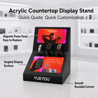 Support d'affichage de montres incliné en acrylique personnalisé OEM avec affiche magnétique remplaçable, logo personnalisé disponible pour l'affichage en magasin de détail