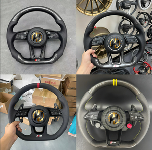 พวงมาลัยหุ้มหนัง HZ แบบ 3 ก้าน ขนาด 35 มม. พร้อมไฟ LED สำหรับรถยนต์ <span class=keywords><strong>Audi</strong></span> R8 <span class=keywords><strong>TT</strong></span> <span class=keywords><strong>Mk2</strong></span>/Mk3 รุ่น <span class=keywords><strong>RS</strong></span> และ A3-A8 Q3-Q7 - Product Image 4