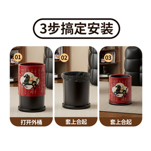Large Capacity Cylindrical Trash Can With <b>Wheels</b> And Lid Indoor Use 12L Above - Product Image 4