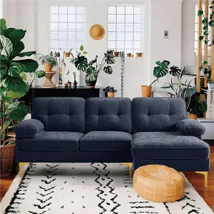 82" Modern Couch w/Chaise, L Shaped Sofa Couch Reversible, Chenille Small Sectional Sofa