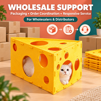 En gros, Niche pour chat en feutre jaune en forme de fromage, avec plusieurs trous, interactive, pour l'intérieur, boîte de jeu et cachette pour chats