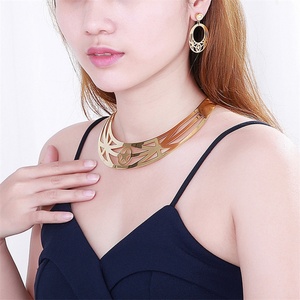Super Big Size 18K Gold Plating Adjustable <b>Cuff</b> Star Necklace Stud <b>Earrings</b> Jewelry Set - Product Image 1