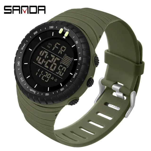 SANDA-reloj Digital deportivo para hombre, pulsera electrónica LED resistente al agua, 6071