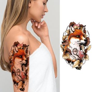 Hình xăm tạm thời dành cho người lớn cô gái đùi ngực 3D màu nước ngựa nai sừng tấm Temp Tatoo Sticker cánh tay trở lại cơ thể nghệ thuật trang điểm - Product Image 5