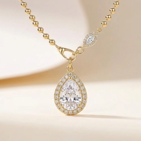 Nouvelle tendance exquise 925 argent poire forme Moissanite diamant plaqué or perle chaîne collier Marquise breloque bijoux