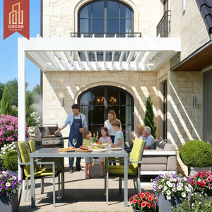 Pergola moderne à lattes montées avec structure thermolaquée et bois traité sous pression, style nature, pour jardin, patio, balcon - Product Image 1