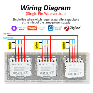 Smart Home Zigbee <b>Switch</b> Panel 6 Gang Wireless Remote <b>Control</b> Tuya App Alexa Voice British Standard White Glass - Product Image 2