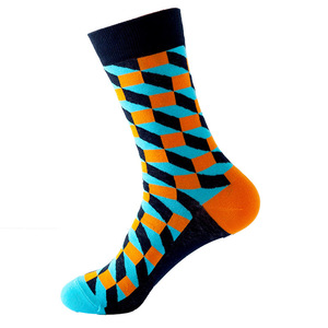 <span class=keywords><strong>Calcetines</strong></span> de Algodón 200N con Diseño Geométrico de Rombo en 3D, <span class=keywords><strong>Calcetines</strong></span> a Cuadros Coloridos para <span class=keywords><strong>Hombre</strong></span>, Estilo Casual de Negocios, Regalo de Moda - Product Image 3