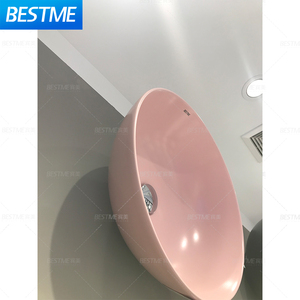 <span class=keywords><strong>Lavabo</strong></span> Moderno in Ceramica Rosa per <span class=keywords><strong>Bagno</strong></span>, <span class=keywords><strong>Design</strong></span> Certificato per Installazione su Piano d'Appoggio, Ideale per Hotel - Product Image 6