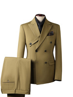 Costumes d'affaires pour hommes prêts-à-porter, 2 pièces, viscose/polyester, col cranté, double boutonnage, grandes tailles, avec pantalon