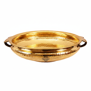 IndianArtVilla Marmite traditionnelle en laiton pur au design martelé pour la maison, l'hôtel et le restaurant-16 litres - Product Image 1