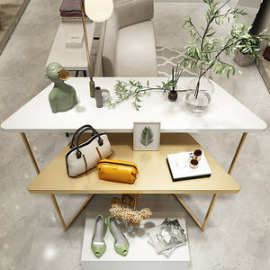 חנות מתכת תצוגת שולחן קמעונאית חנות בגדים tחולצה הלבשה תחתונה הלבשה תחתונה יחיד <span class=keywords><strong>mdf</strong></span> השמלה נעליים מתלה עץ - Product Image 6