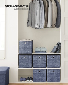 Lot de 6 bacs de <span class=keywords><strong>rangement</strong></span> pliables en tissu, capacités de 20 à 35 L, empilables et durables pour vêtements et jouets - Product Image 3