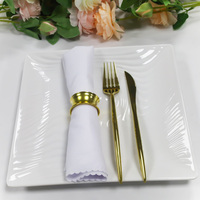 Ensemble d'Assiettes de Table Carrées en Mélaminé Blanc Poli, Compatibles Lave-Vaisselle, 9/10/11 Pouces, Prix Raisonnable, pour Restaurant