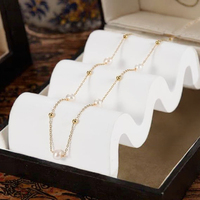 Collier avec pendentif en perle véritable ronde de 3 à 4 mm, plaqué or 18 carats PVD, chaîne en argent 925