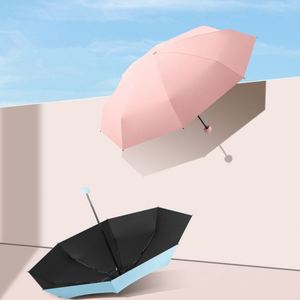 Parapluie pliant manuel classique en pongé, petit, 5 sections, anti-UV, idéal pour le voyage, vente en gros usine, promotionnel - Product Image 4
