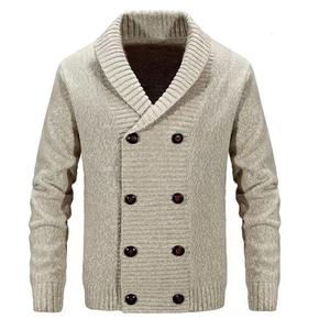Cárdigan de lana para <span class=keywords><strong>hombre</strong></span>, suéter de Cachemira con doble botonadura, largo, para el hogar, estándar, otoño, invierno - Product Image 6