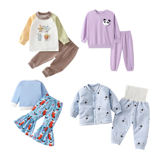 Ropa de algodón para bebés de otoño e invierno a precio de fábrica, conjuntos de dos piezas con camisetas de manga larga y pantalones para niños y niñas. - Product Image 1
