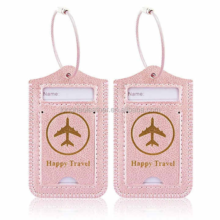 Genuine Leather Luggage Tags Travel Private Tag Rose Gold Buy Pu