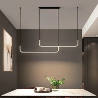 Lustre de restaurant en alliage de zinc, simple, long, pour salle à manger, style nordique moderne minimaliste, doré, LED, pour table de salle à manger, comptoir de bar