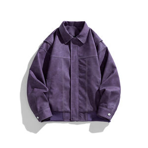 Chaqueta de cuero con solapa marrón estilo retro americano para hombre, con logotipo personalizado, para primavera y otoño, chaqueta de gamuza Maillard para parejas, transpirable, nueva. - Product Image 4