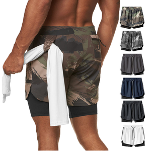 Pantalones Cortos Deportivos 2 en 1 para Hombre, Casuales, Sólidos, para Entrenamiento, Correr, Gimnasio, Ejercicio, Tipo Boxer, Transpirables, de Secado Rápido, con Cierre de Cordón - Product Image 4