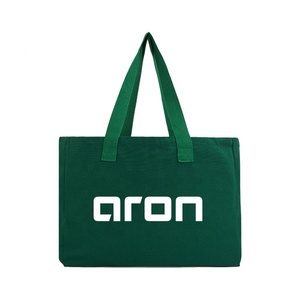 Bán Buôn Tùy Chỉnh Cuối Tuần Màu Xanh Lá Cây Bông Tote Lớn Lớn Vải Mua Sắm Túi Với Dưới Và Bên Tùy Chỉnh In Logo - Product Image 1