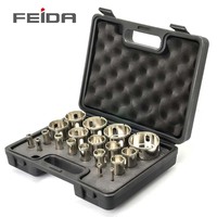 FEIDA Ensemble de 19 scies cloches diamantées, kit de forets pour verre et carrelage de 6 à 60 mm avec étui de rangement pour verre, céramique, marbre, carrelage en porcelaine