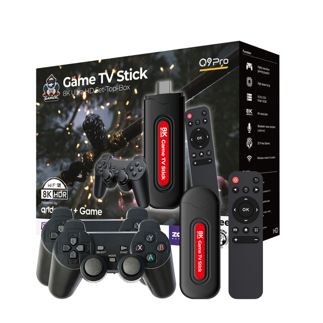 Chromecast Built-in Q9 Pro Game TV Stick With 2.4G Wireless Controller Support Android Windows Smart TV 20000+ Games BT 64GB