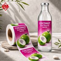 Étiquettes d'emballage personnalisées, étiquettes imperméables pour bouteilles de jus, autocollants pour boissons à base d'eau de coco, autocollants adhésifs en rouleau, vente en gros