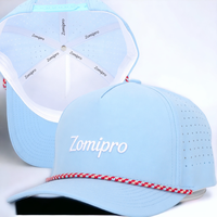 Nouvelle Casquette de Golf Sportive en Polyester Imperméable à 5 Panneaux avec Logo Personnalisé en PVC, Casquette de Baseball Perforée Découpée au Laser, Casquette de Papa avec Cordon