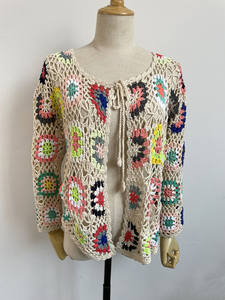 Cardigan de plage bohème fait main <span class=keywords><strong>au</strong></span> <span class=keywords><strong>crochet</strong></span> <span class=keywords><strong>granny</strong></span> square pour femme, fabrication OEM - Product Image 2