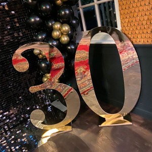 Decoración del banquete de boda 3Ft grande 3D oro Metal acrílico marquesina letras y números 50 tamaño personalizado oro rosa espejo Moq uno - Product Image 2