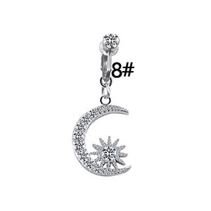Pendentif YICAI en forme de cœur, de lune et de papillon, <span class=keywords><strong>faux</strong></span> <span class=keywords><strong>piercing</strong></span> pour le <span class=keywords><strong>ventre</strong></span> à clipser pour femmes, <span class=keywords><strong>piercing</strong></span> de nombril factice sans perçage, croissant - Product Image 5