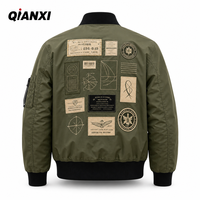 Blouson Bomber Tactique Homme Vert Olive Vintage Multi-Patch Broderie Personnalisée Décontracté Style Aviateur Streetwear Manteau d'extérieur Vente en Gros