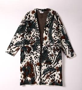 가을 겨울 컬렉션 여성용 플러스 사이즈 포워드 패션 빈티지 애니멀 프린트 도톰한 니트 통기성 롱 가디건 오픈 스티치 - Product Image 2