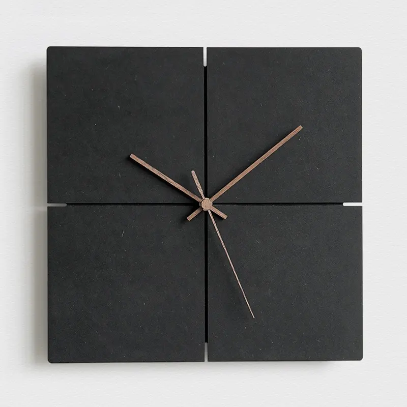 Черные Квадратные современные креативные деревянные бесшумные маленькие цифровые часы изысканные деревянные настенные часы Современный стиль импорт из Китая
