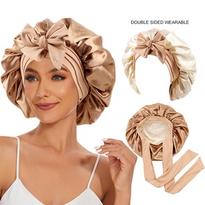 <span class=keywords><strong>Bonnet</strong></span> en satin WD-A1268 pour dormir, double couche, doublé de satin, avec bande à nouer, bonnets pour femmes - Product Image 5