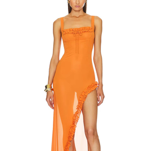 Women's New <strong>Apparel</strong> Mixes Casual Dresses Ruffle Decorations Solid Patterns Natural <strong>Bulk</strong> Assorted Stock Clothing - Product Image 1
