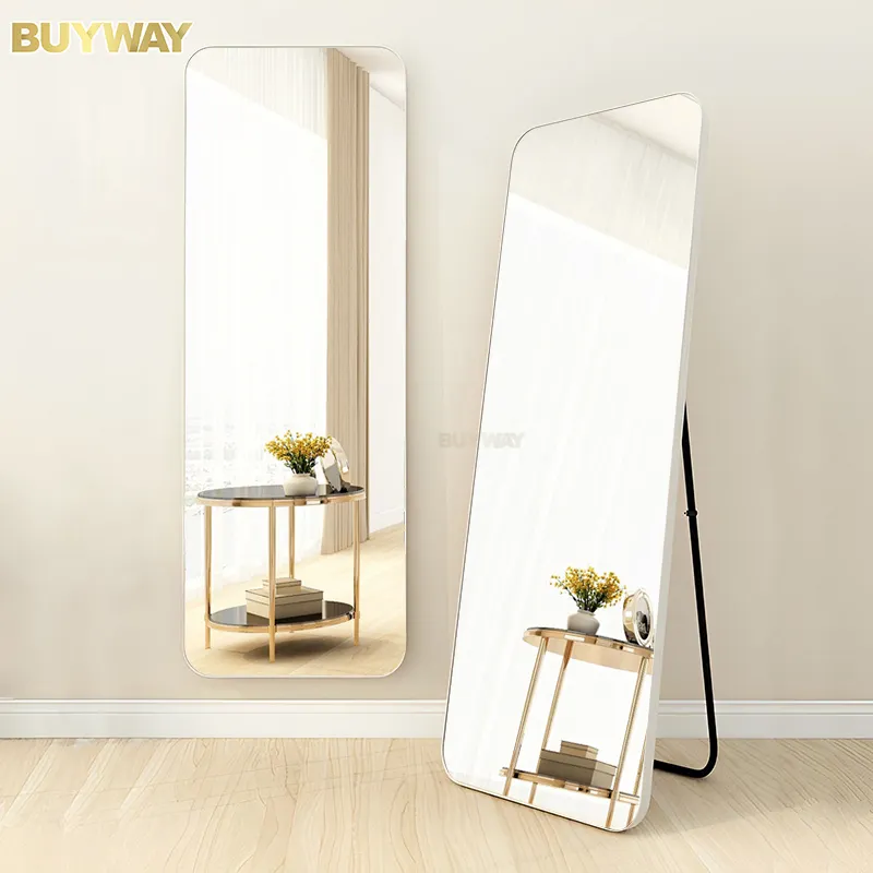 Specchio da parete da pavimento in piedi lungo con cornice in metallo dorato grande personalizzato Espejo Spiegel