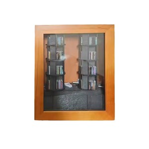 Qingyue Wooden Mini <b>Bookcase</b> <b>Walnut</b> Color Acrylic Transparent Desktop Decoration Countertop Standing Rectangle - Product Image 4