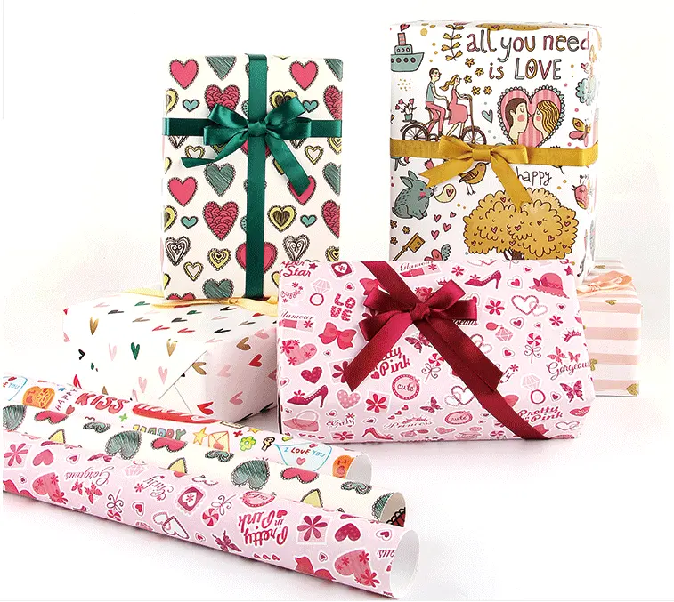 새로운 도착 뜨거운 판매 메리 크리스마스 랩 종이 시트 선물 포장 롤 맞춤형 예술 포장지
