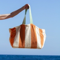 Sac fourre-tout personnalisé en tissu éponge de coton gaufré pour femmes, sac de plage en jacquard, serviette de plage 2 en 1, utilisation plage et extérieur