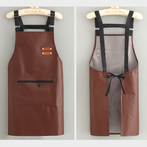 Delantal de cocina de piel sintética duradero RTS correa ajustable para el cuello abrigo de cocina protector Chef jardinero delantal de barbacoa suave con cremallera - Product Image 4